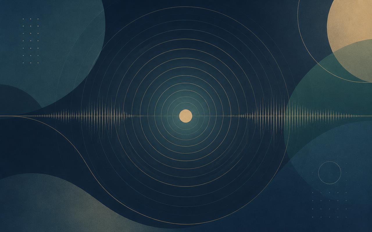 Abstract diagram of concentric sound rings representing a Theta-range audio session